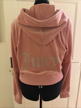 Juicy Couture Velour Zip Hoodie in Dusty Rose